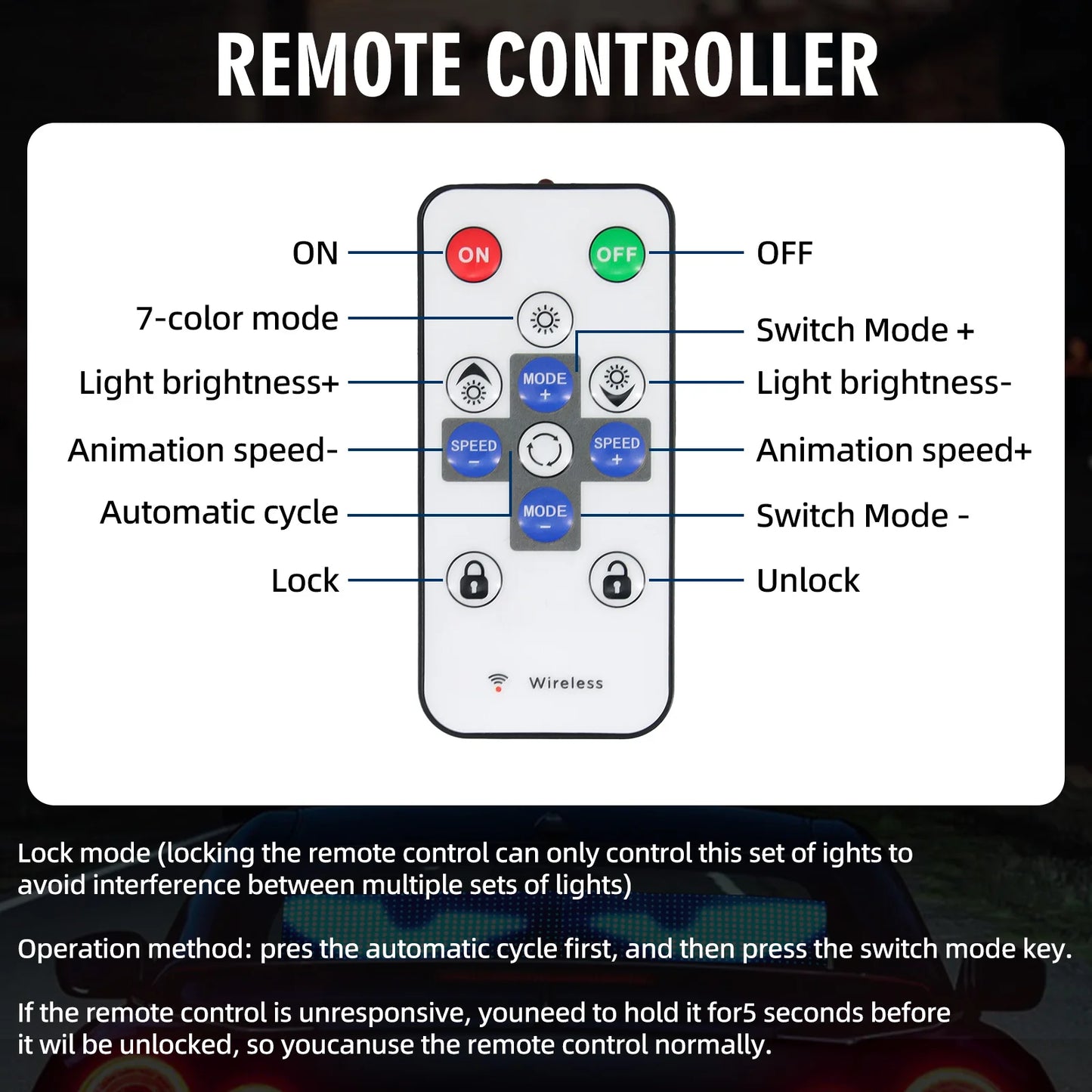60/70/80CM LED Pixel Panel Light Remote Control Soft Foldable Lighting Scrolling For Truck Car Devil Eye  For Board Windshield