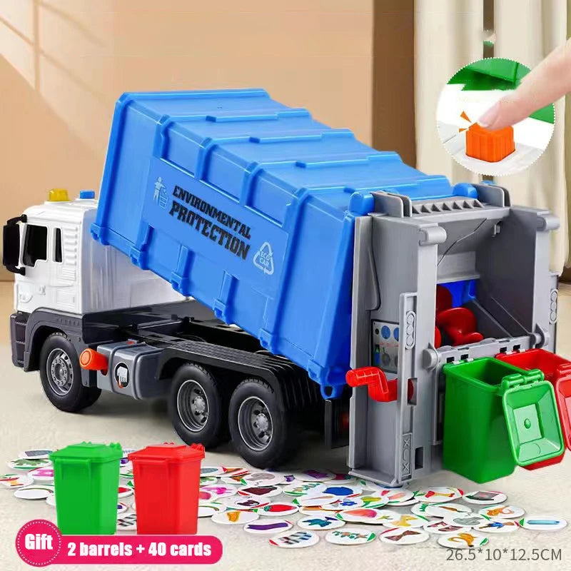 New Children Toys City Garbage Truck Model Diecast Plastics Garbage Sorting Sanitation Vehicle Car Sound Light Kids Xmas Gifts
