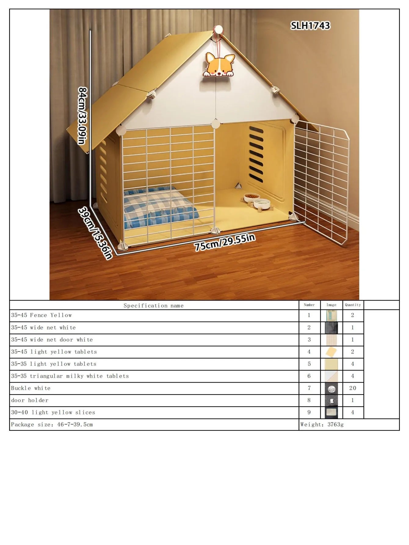 Dog Cage Small Dog Home Cat Villa Kennel One Bedroom One Bathroom One Living Room Pomeranian Teddy Corgi Dog House