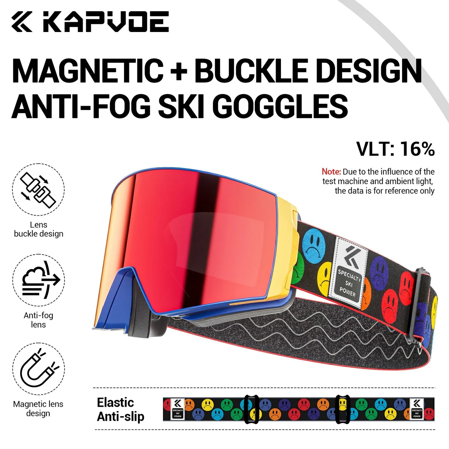 Kapvoe New Photochromic Ski Snowboard Mask Goggle Men UV400 Protection Women Glasses Magnetic Attraction Anti-Fog Skiing Goggles