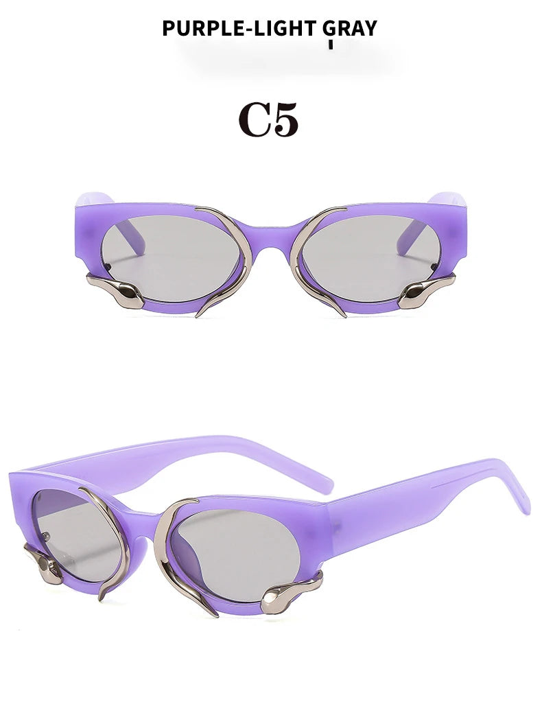 2024 Hip Hop Exaggerated New Vintage High Quality Design Snake Cat Eyes Sunglasses Personality Trend Glasses Male and Female