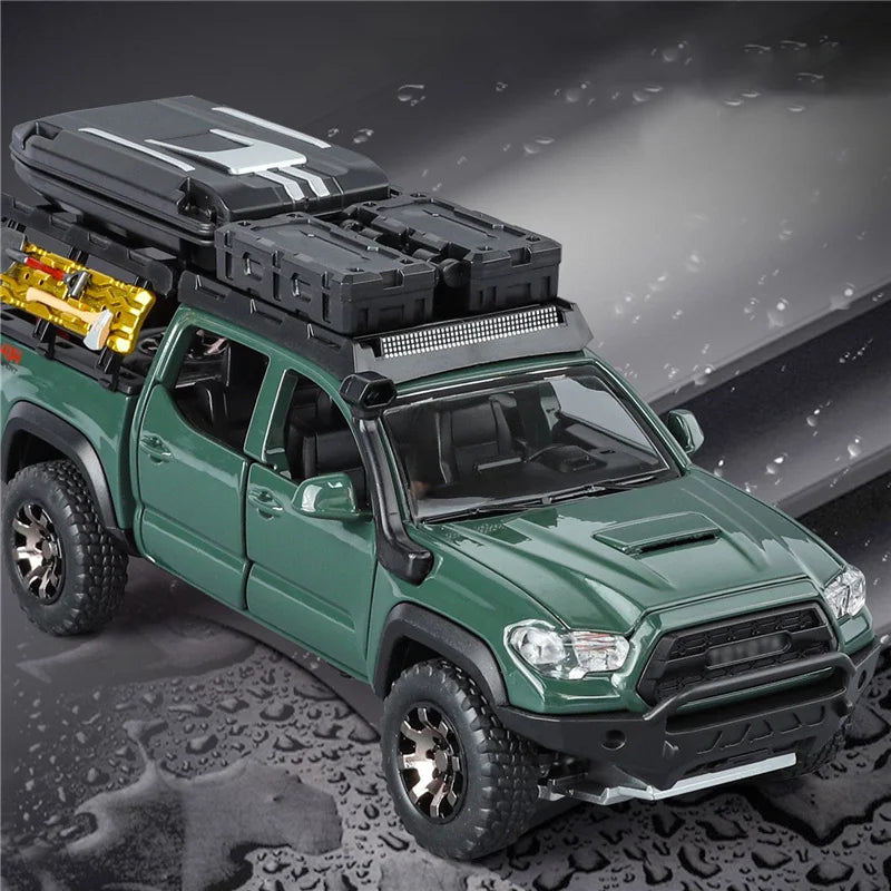 1/32 Tacoma Travel version Pickup Alloy Car Model Diecast Metal Off-Road Vehicles Car Model Sound Light Simulation Kids Toy Gift