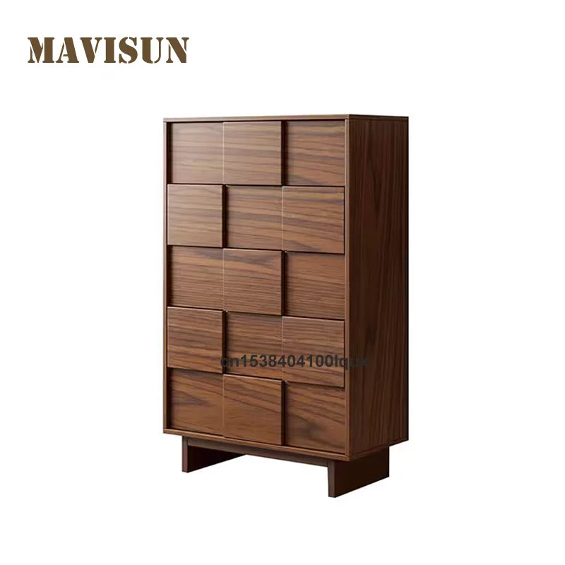 Mid Century Solid Wood Sideboard 80CM Wooden Living Room Furniture Large Storage Space Cabinet Apartment Wooden Chest Of Drawers