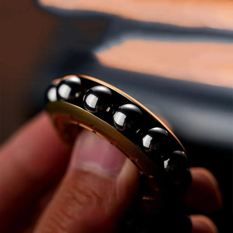 DJG Cyberpunk Beads Fidget Ring Mechanical Fingertip Gyro EDC Toy Decompression Decompression Artifact Push Card