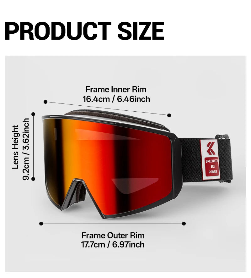 KAPVOE Ski Goggles Magnetic Double-Layer Anti-Fog Impact-Resistant Lenses Suitable for Male Female Teenagers UV400 Protection