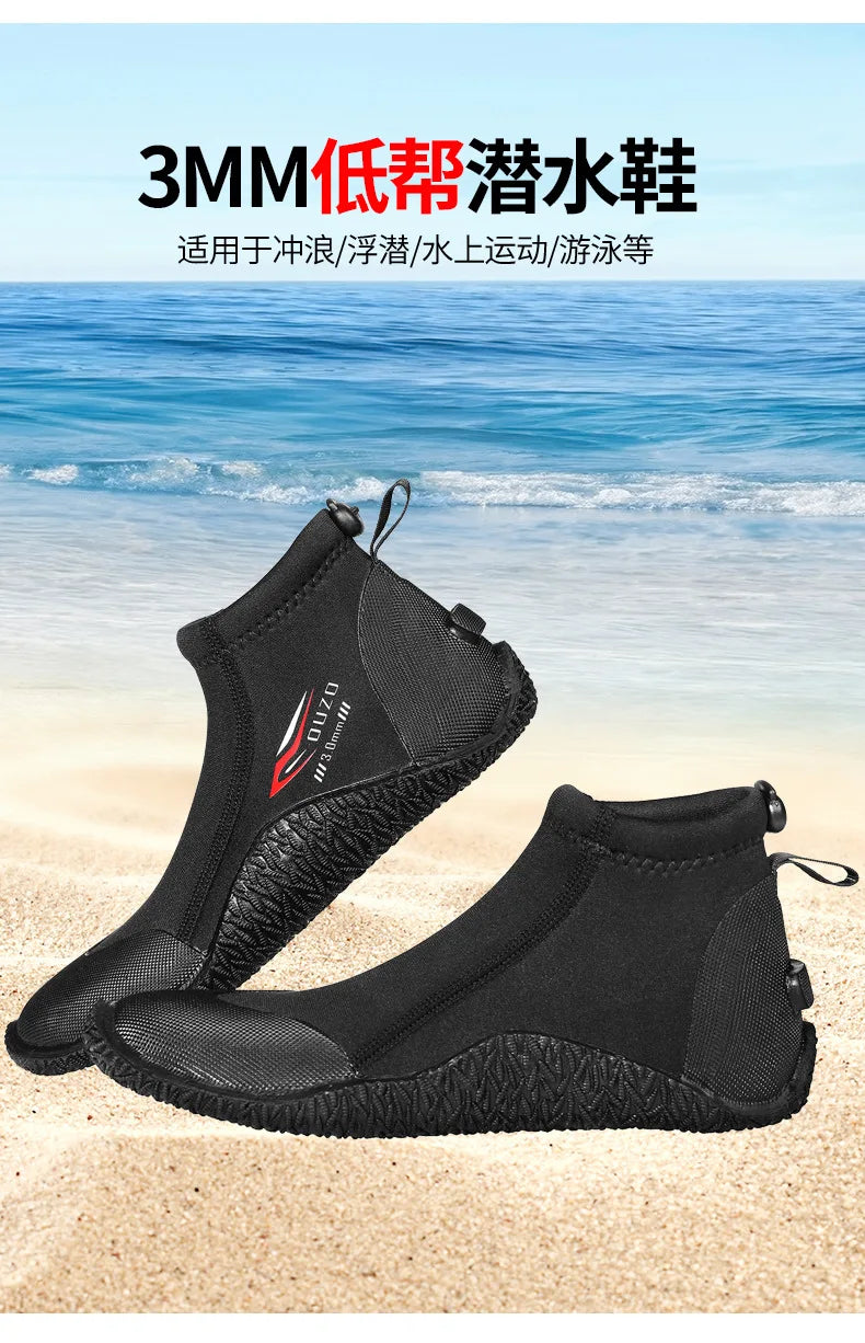3MM Short Diving Boots Neoprene Scuba Diving Snorkeling Water Shoes Beach Surfing Anti Slip Boots Snorkeling Spearfishing Shoes