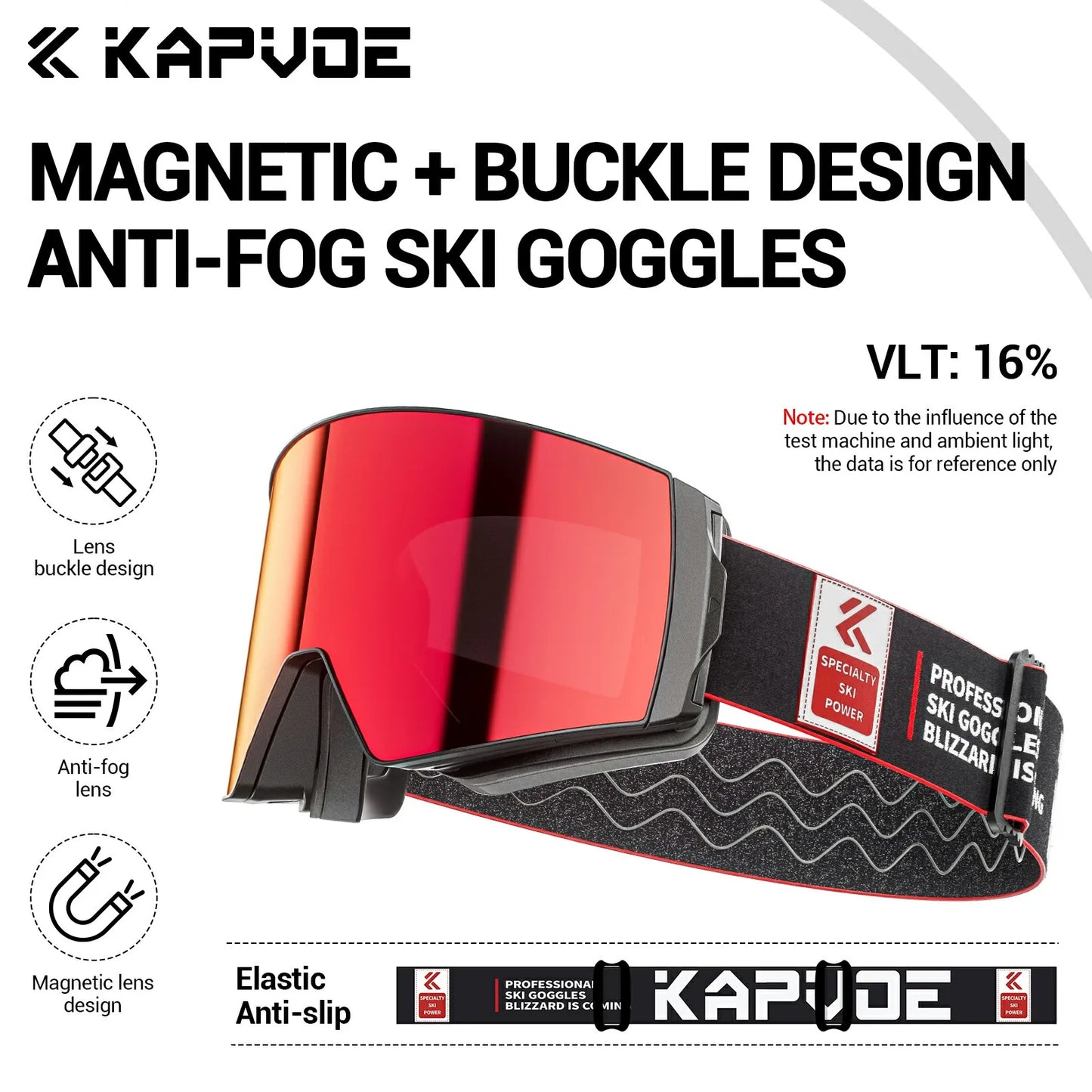 Kapvoe New Photochromic Ski Snowboard Mask Goggle Men UV400 Protection Women Glasses Magnetic Attraction Anti-Fog Skiing Goggles