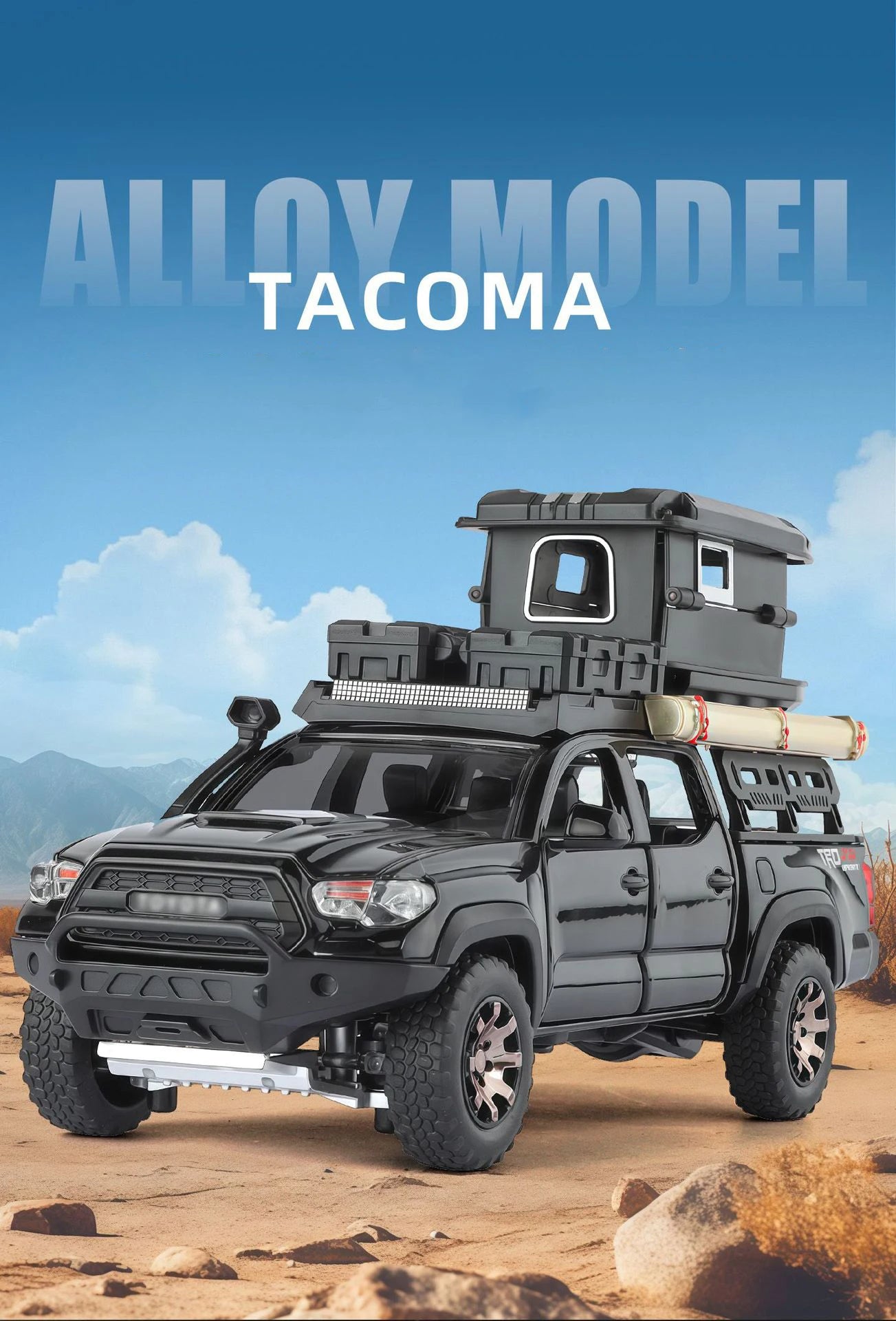 1/32 Tacoma Travel version Pickup Alloy Car Model Diecast Metal Off-Road Vehicles Car Model Sound Light Simulation Kids Toy Gift