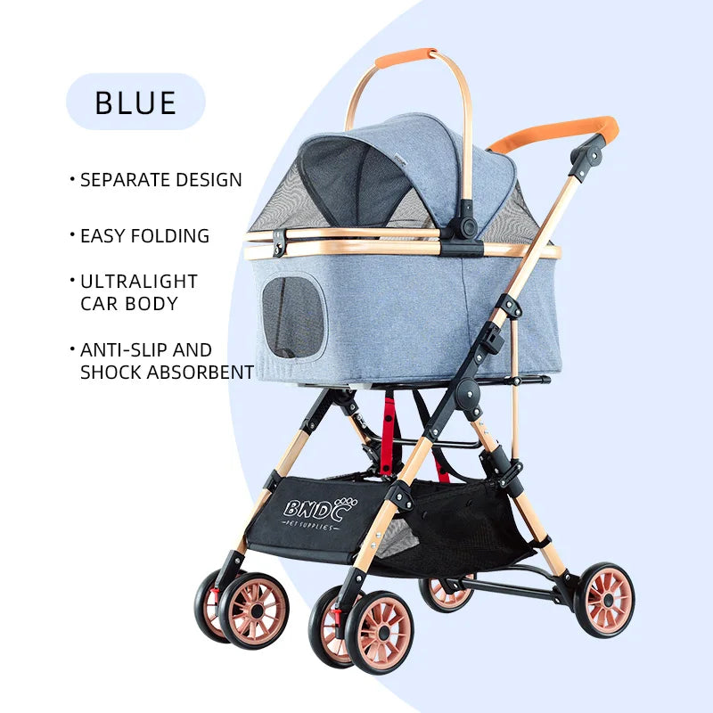 Shopping Pet Stroller Backpack Trolley Carrier With 4 Wheels Pet Bag Cat Breathable Backpack Pet Carrier Bag