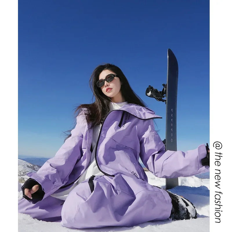-30℃, Women and Men Snow Wear Suit Sets, Snowboarding Suit, Couple Ski Clothes, Ski Jacket and Pant, Ski Suit for Adult