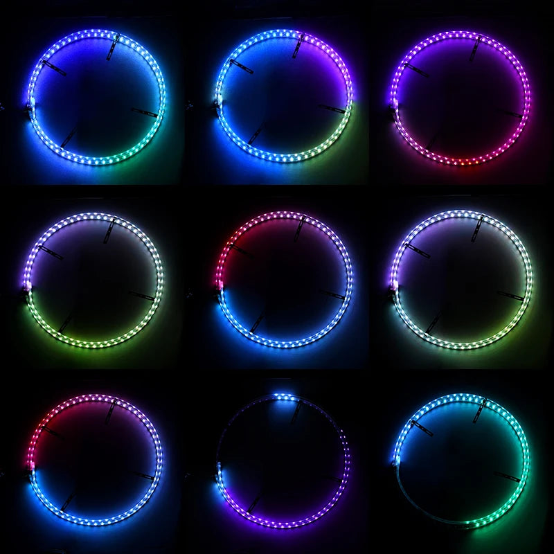 4 Pcs RGB Car Wheel Light For 15.5 inch 17 inch 19 inch APP/Remote Car Hub Light 12V LED With Brake Steering Phantom Neon Lamp