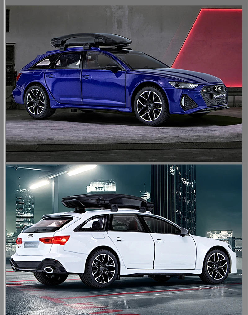 1/24 Audi RS6 Avant Station Wagon Alloy Car Model Diecast Metal Toy Vehicles Car Model Simulation Sound and Light Kids Toys Gift