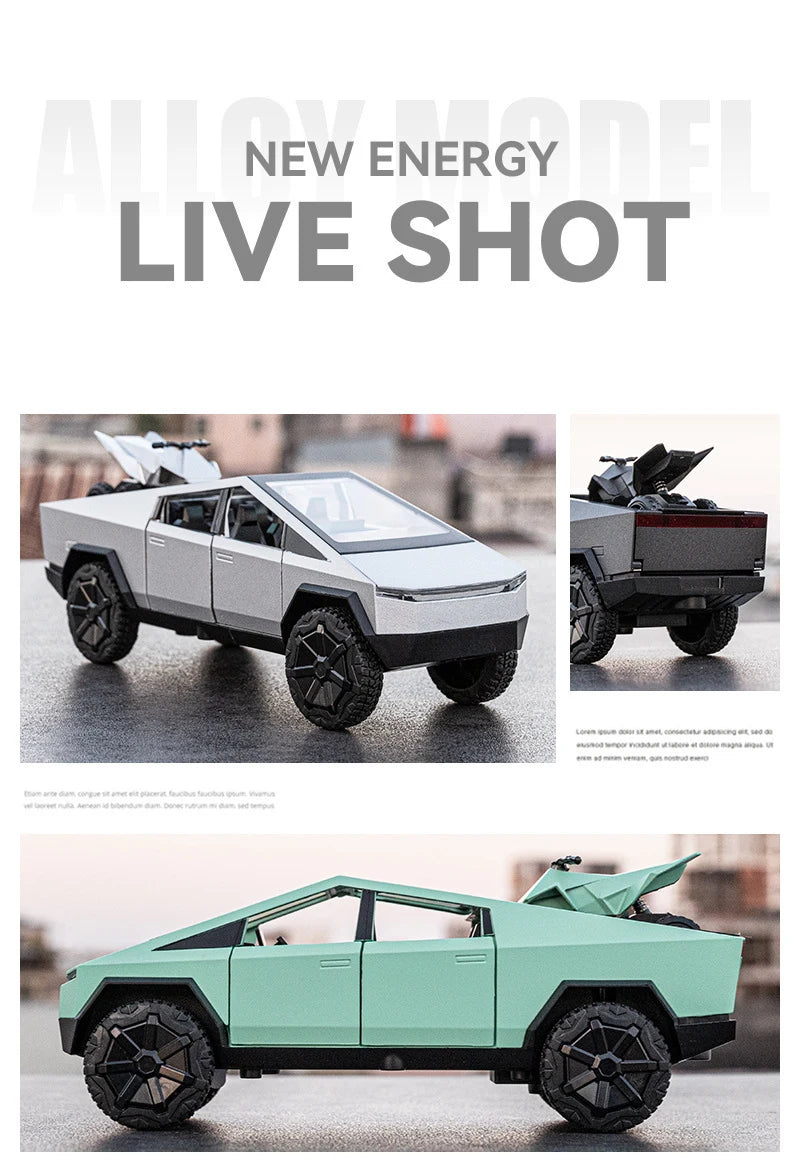 1:32 Cyber toy truck Car Model Alloy Car Die Cast Toy Car Model Sound and light Children's Toy Collectibles