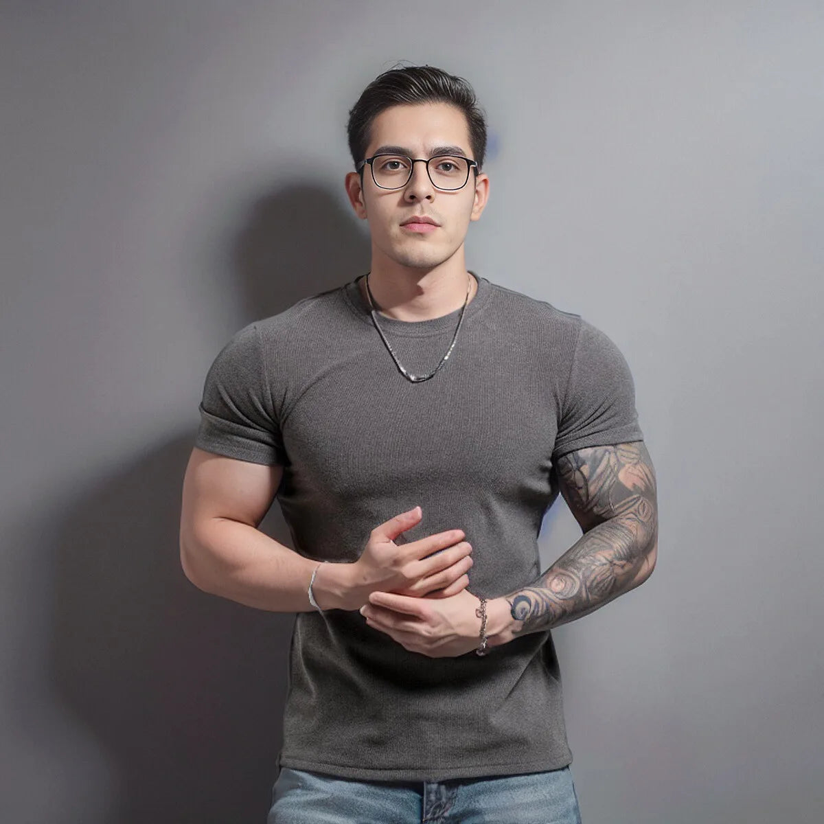 Gym Men's Summer Sports Quick Dry Fitness Short Sleeve T-shirt Outdoor Slim Casual Tee Tops Muscle Tights Bodybuilding Clothing