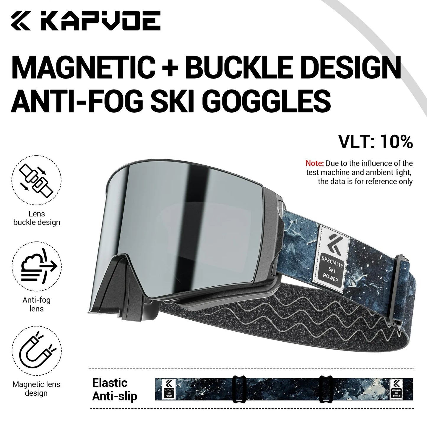 Kapvoe New Photochromic Ski Snowboard Mask Goggle Men UV400 Protection Women Glasses Magnetic Attraction Anti-Fog Skiing Goggles