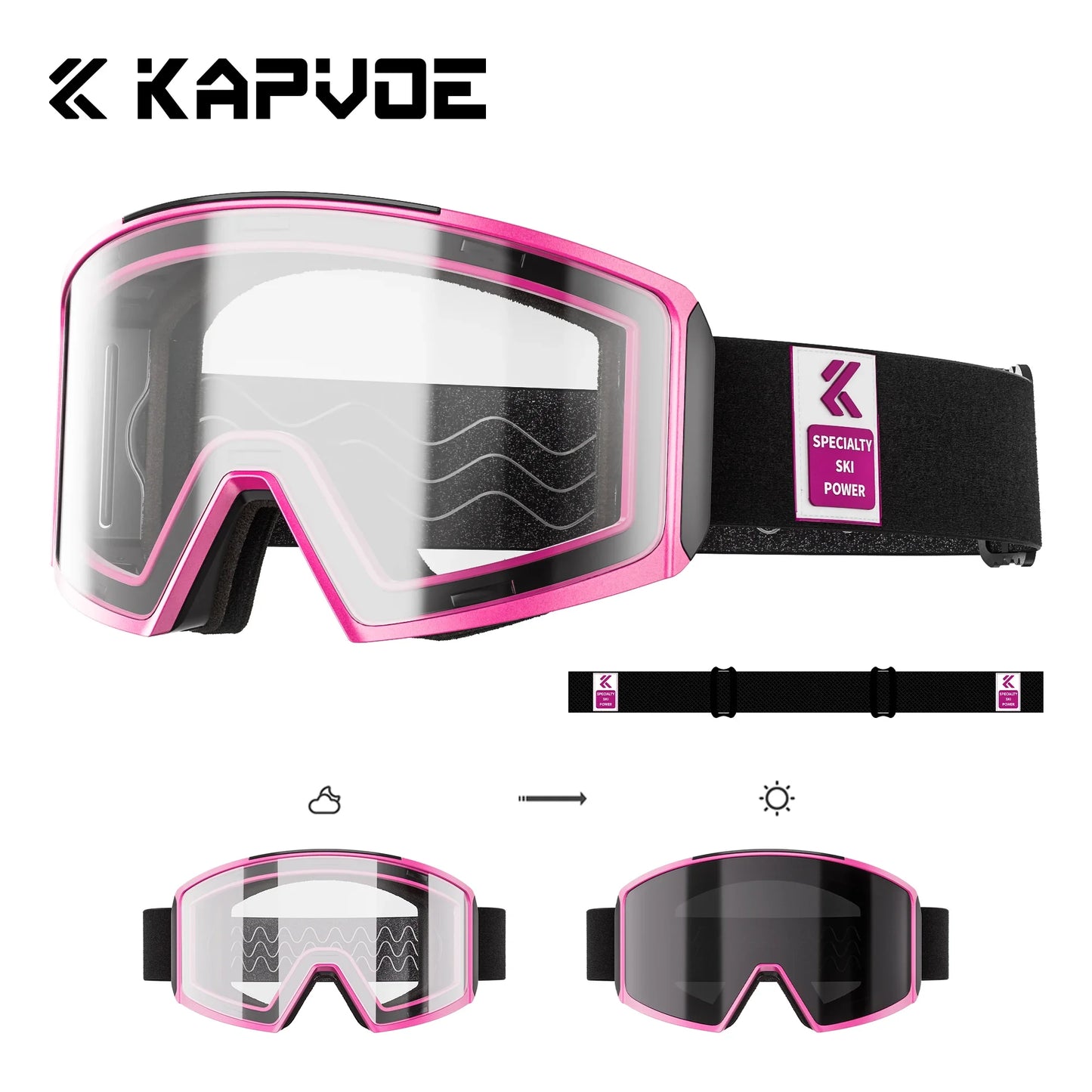 KAPVOE Ski Goggles Magnetic Double-Layer Anti-Fog Impact-Resistant Lenses Suitable for Male Female Teenagers UV400 Protection