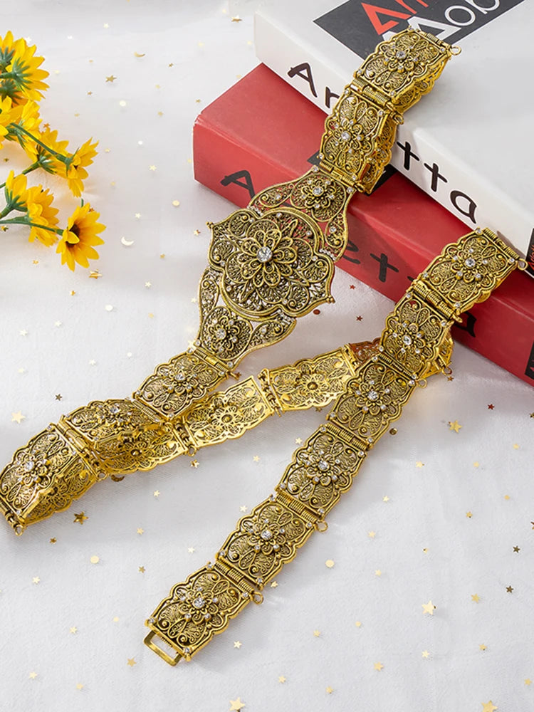 Fatima Fashion Arabian Luxury Bride Belt For Women Caucasus Traditional Wedding Waist Chain Shipping Jewelry