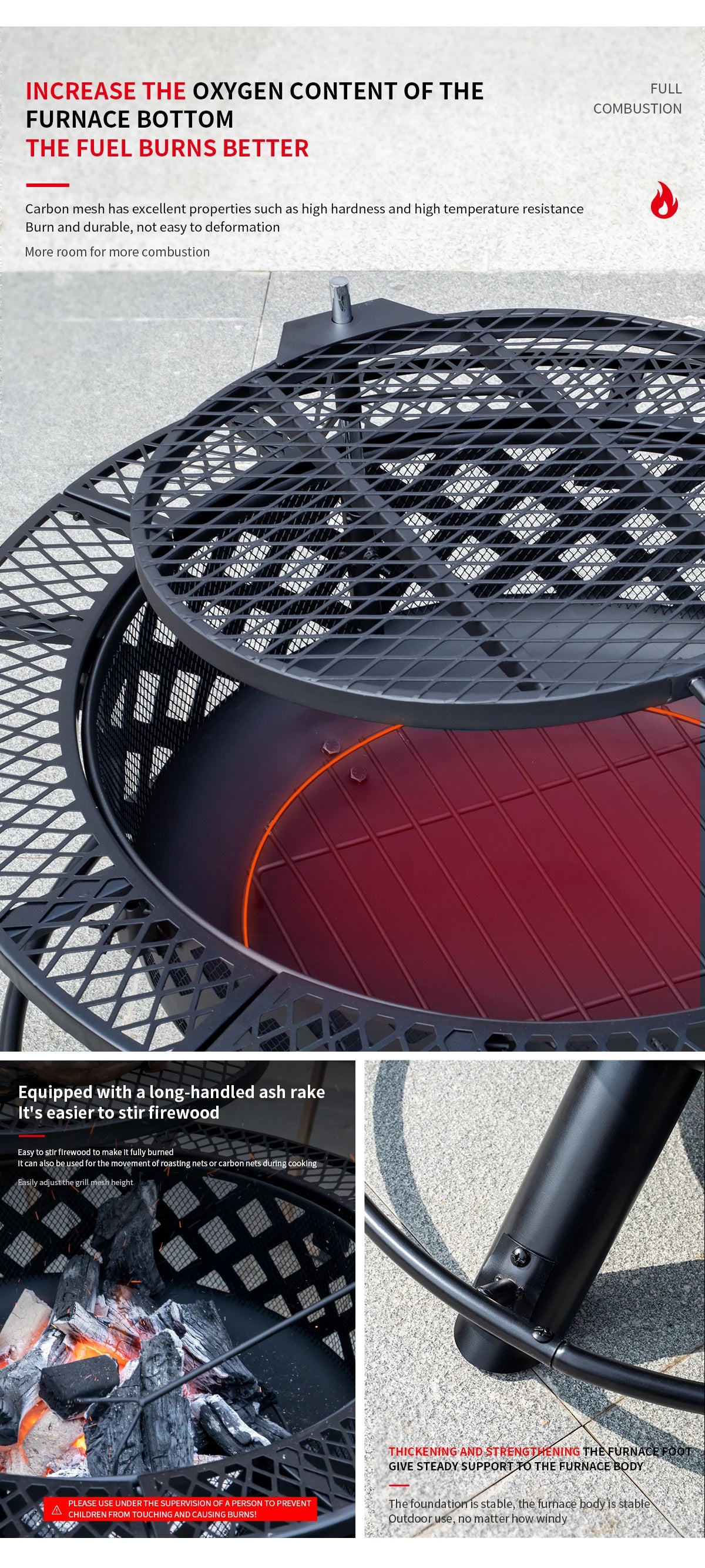 Outdoor Camping Fire Pits Easily Cleaned Patio Barbecue Grill Bbq Outdoor Charcoal Stove