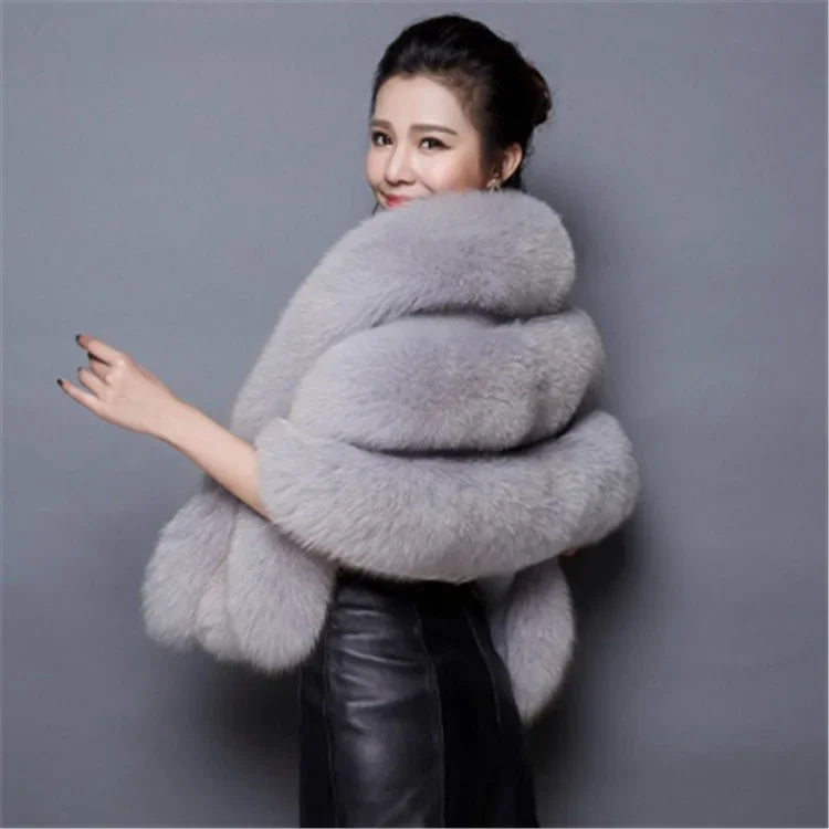 High Quality Women Bolero Bridal Shawl Faux Fur Wrap Wedding Cape Stole Shrug Bridal Winter Ivory Cloak Cover Up with Hook