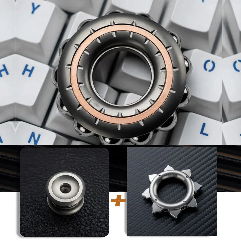 DJG Cyberpunk Beads Fidget Ring Mechanical Fingertip Gyro EDC Toy Decompression Decompression Artifact Push Card