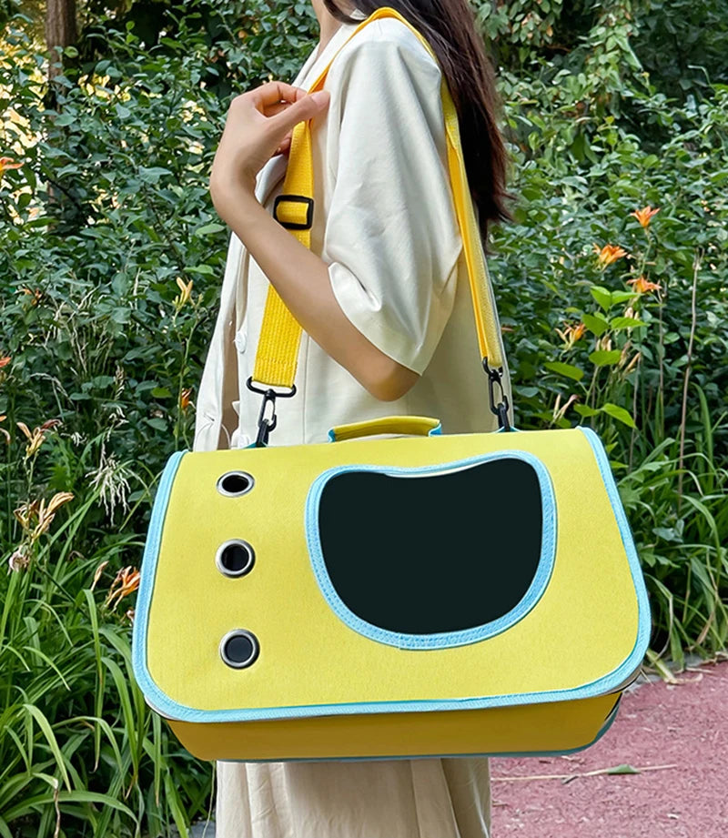 Portable Pet Carrier Bag for Small Dogs Cats Outdoor Foldable Cat Bag Breathable Cat Shoulder Bag Kitten Carrying Bag