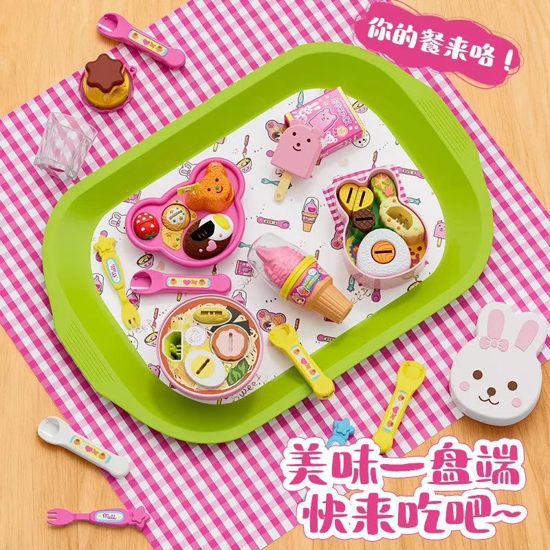 New Cute Children Feeding Series Toy Set Simulation Ice Cream / Pudding / Bento / Ramen Fun Play House Feeding Happy Game Toys