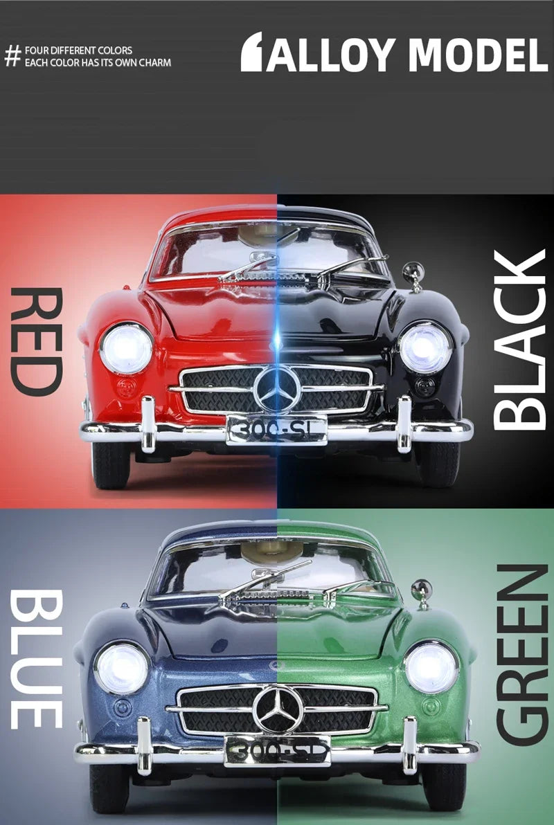 1:24 300SL Alloy Classic Vintage car Model Car Model Diecast Metal Pull Back Sound Light Car For Children Gift