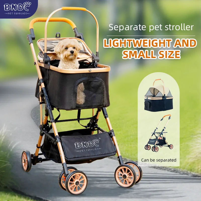 Shopping Pet Stroller Backpack Trolley Carrier With 4 Wheels Pet Bag Cat Breathable Backpack Pet Carrier Bag