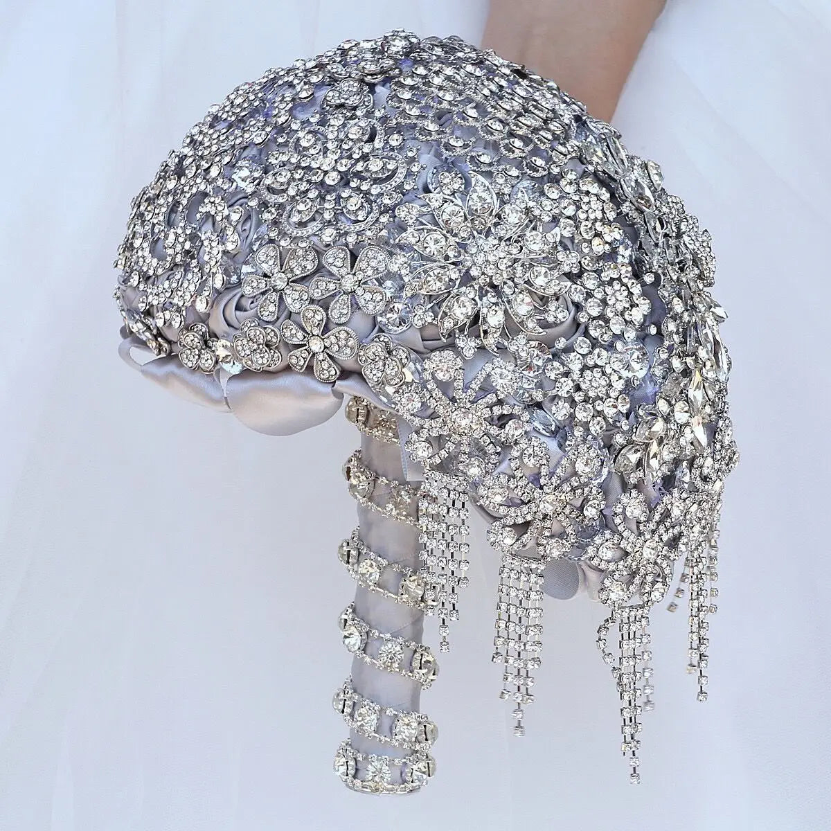 Luxury Silk Wedding Flowers Rhinestone Jewelry  Brooch Bouquet Bridal Wedding Dress Wedding Bouquet