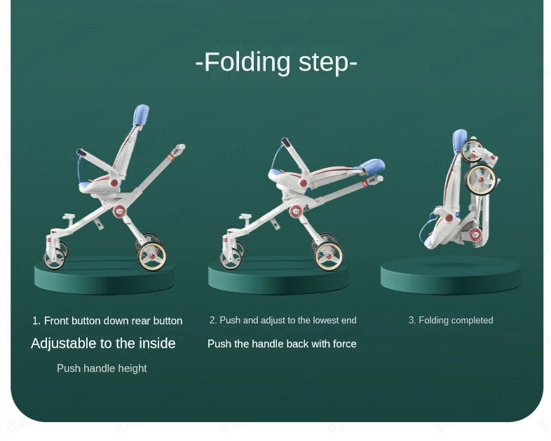 Baby stroller 0 to 3 years High view Shock absorption four wheels stroller folding Can sit or lie down lightweight baby stroller