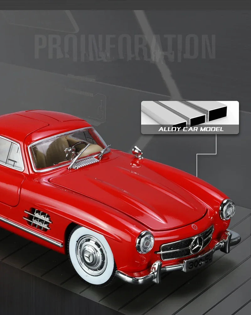 1:24 300SL Alloy Classic Vintage car Model Car Model Diecast Metal Pull Back Sound Light Car For Children Gift