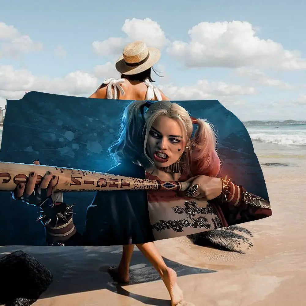 Flim Role H-Harley Q-Quinn Sexy Villain Beach Towels Shower Towel Sauna Travel Spa Microfiber Quick Dry Gym Accessories Cute