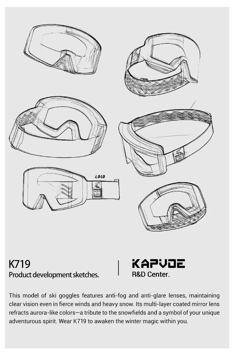 KAPVOE Ski Goggles Magnetic Double-Layer Anti-Fog Impact-Resistant Lenses Suitable for Male Female Teenagers UV400 Protection