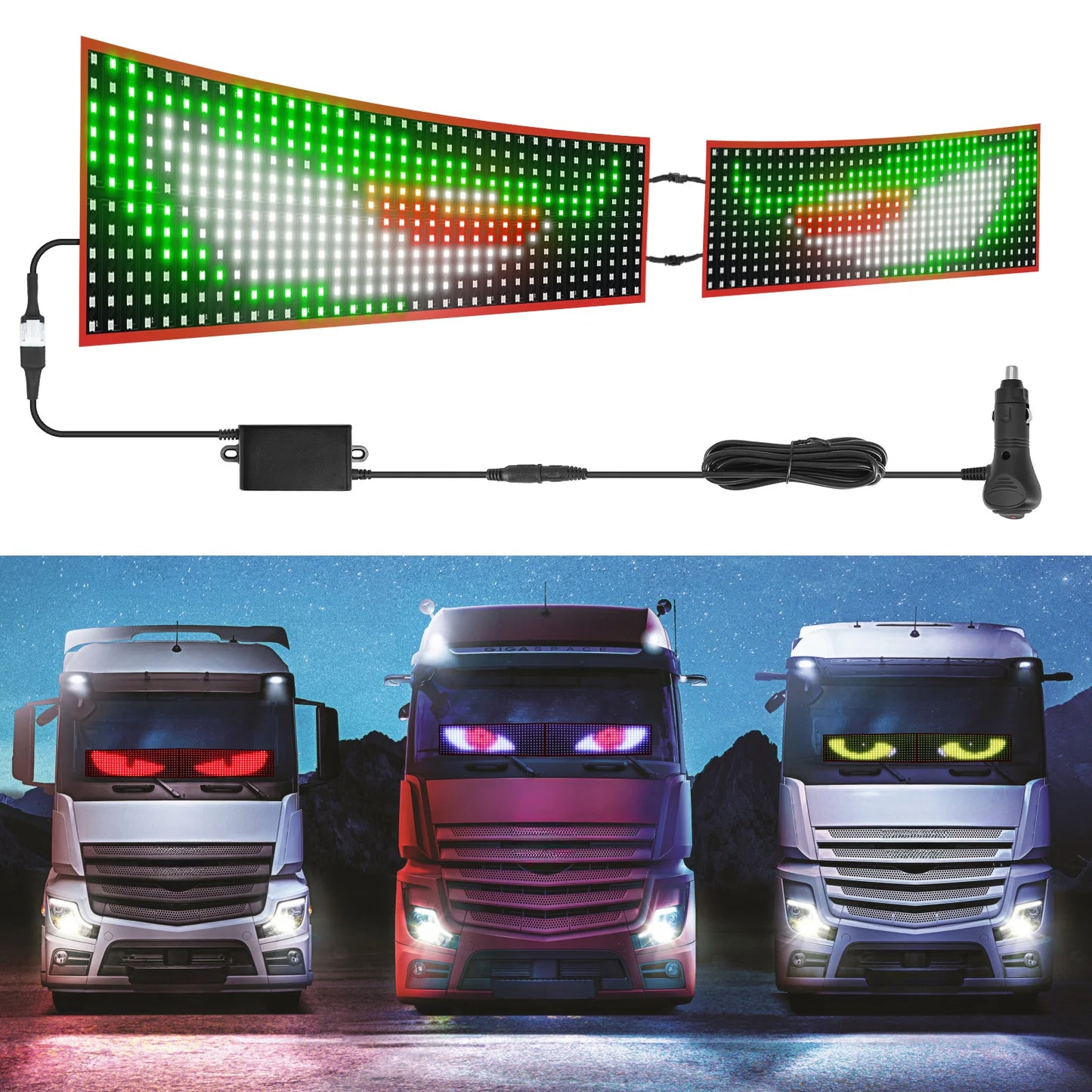 60/70/80CM LED Pixel Panel Light Remote Control Soft Foldable Lighting Scrolling For Truck Car Devil Eye  For Board Windshield