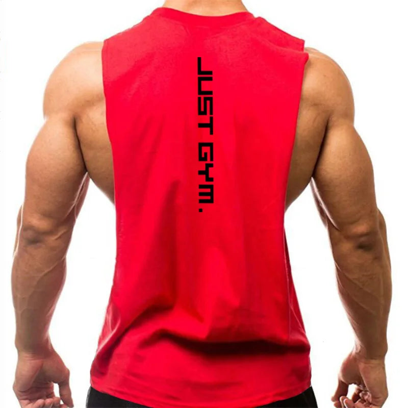 Gym Clothing Men Sides Cut Off T-shirts Dropped Armholes Tank Tops Workout Fitness Sleeveless Vest Outdoor Jogging Undershirt