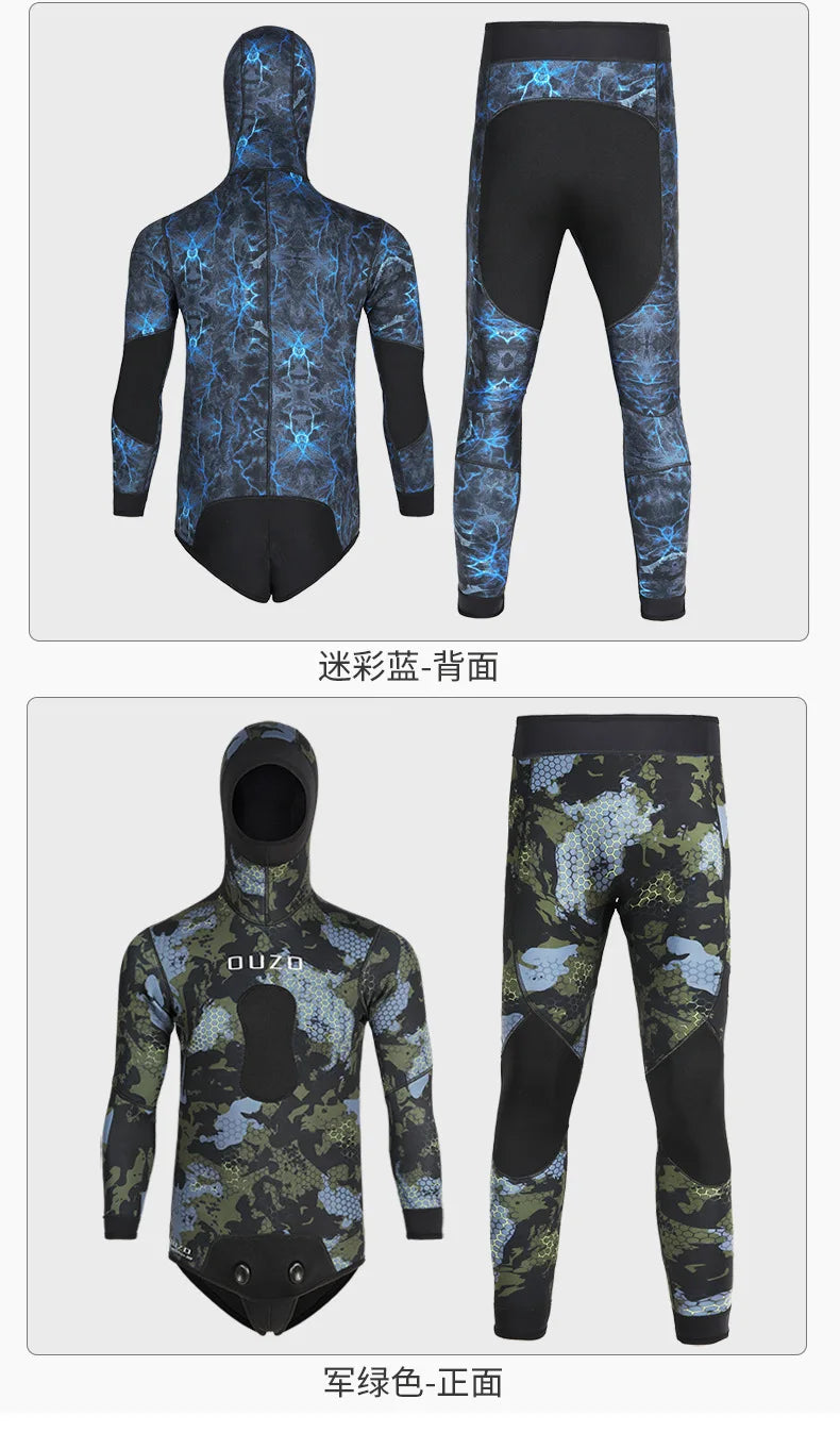 3mm Fishing Suit Diving Suit Cold and Warm Split Body Swimming Surfing Suit Free Diving Fishing and Hunting