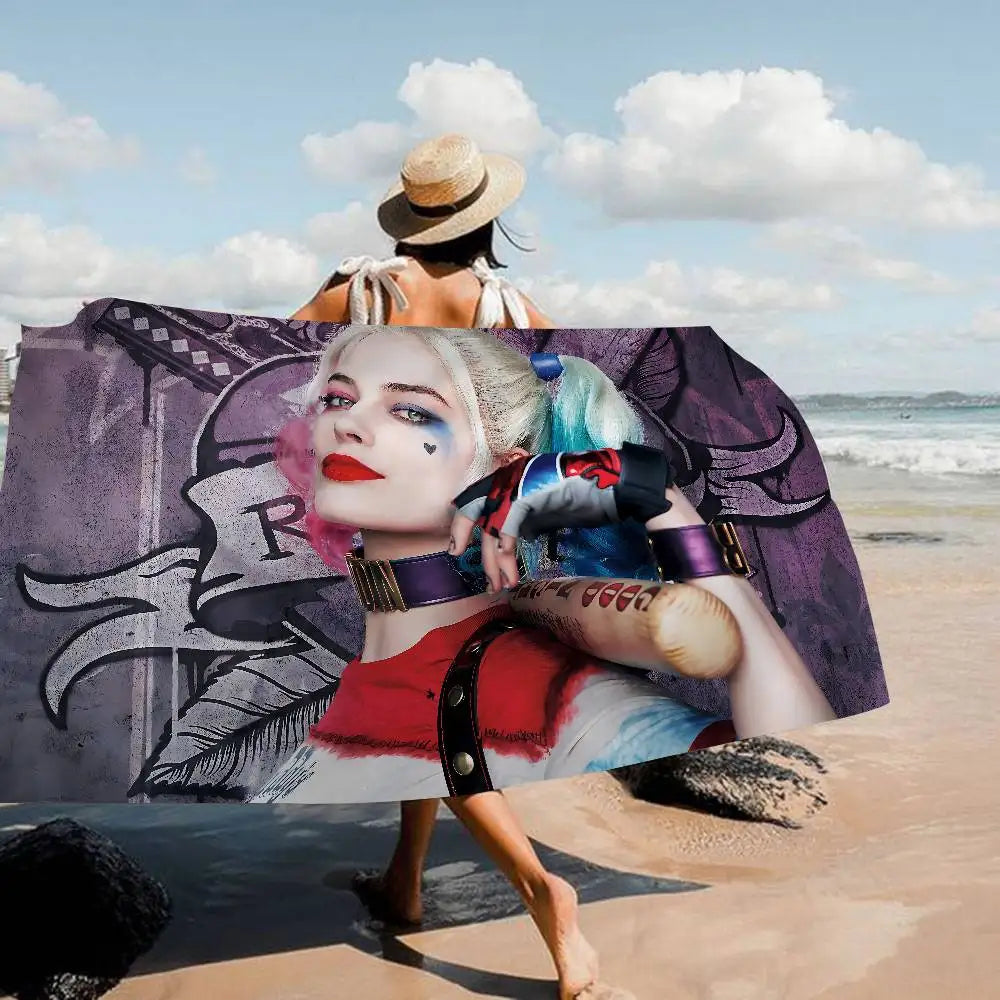 Flim Role H-Harley Q-Quinn Sexy Villain Beach Towels Shower Towel Sauna Travel Spa Microfiber Quick Dry Gym Accessories Cute
