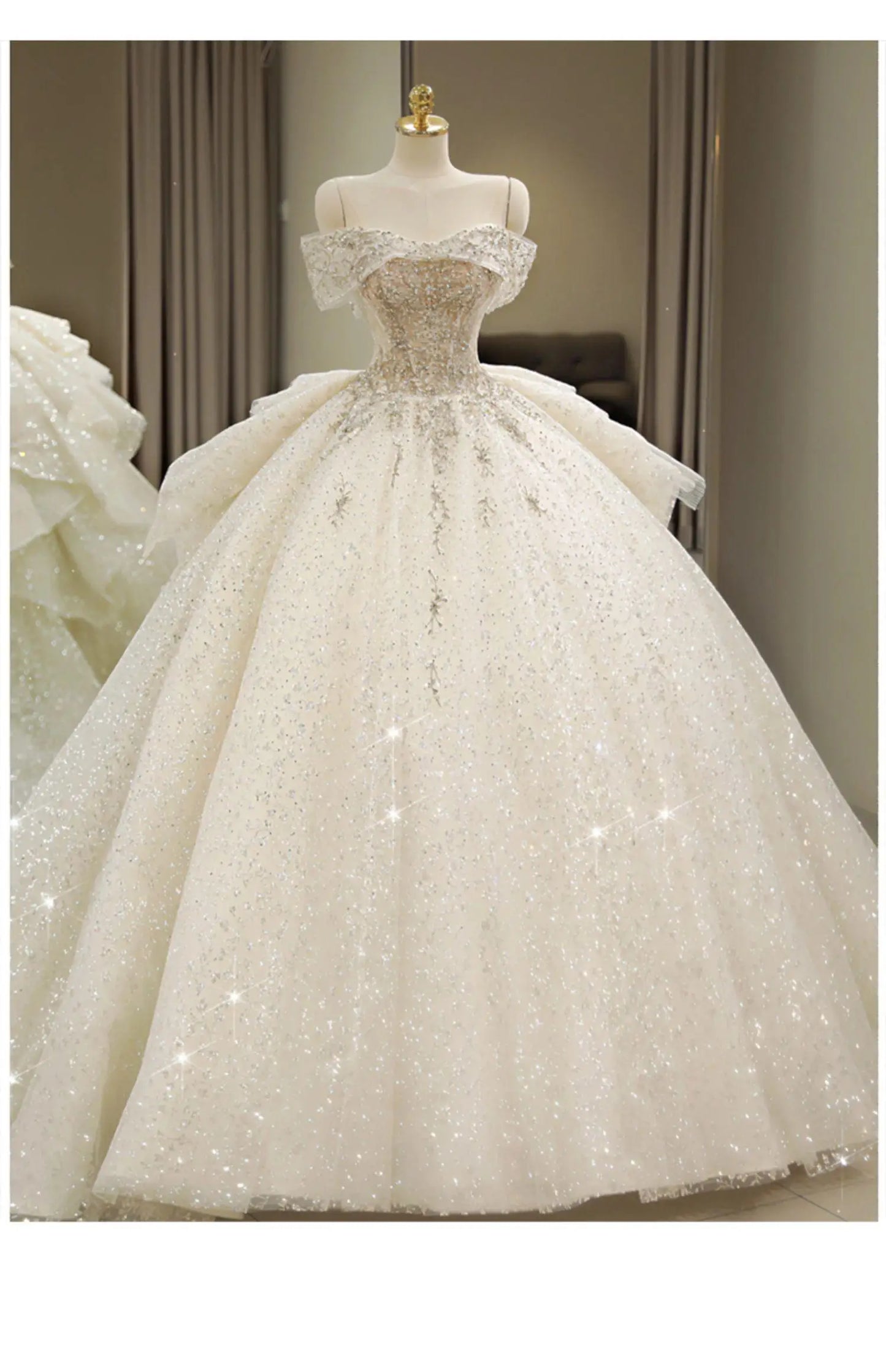 2024 New The Shoulder Wedding Dress Lace Up Luxury Bridal Ball Gown Vestido De Noiva Sweep Large Train Plus Size Made Customized