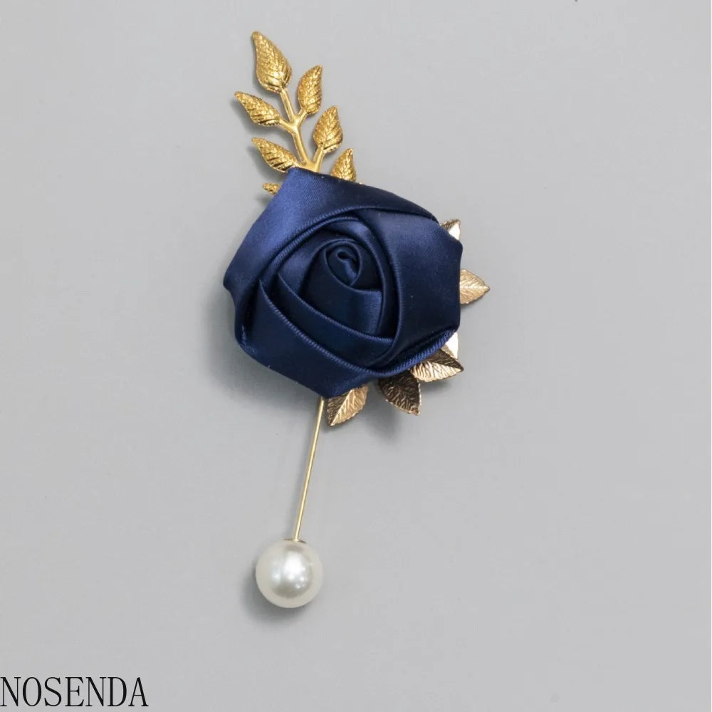 Groom Boutonniere Men Wedding Witness Brooch Silk Rose Boutonniere Man Corsage Pins Wedding Boutonniere Flower Prom Party