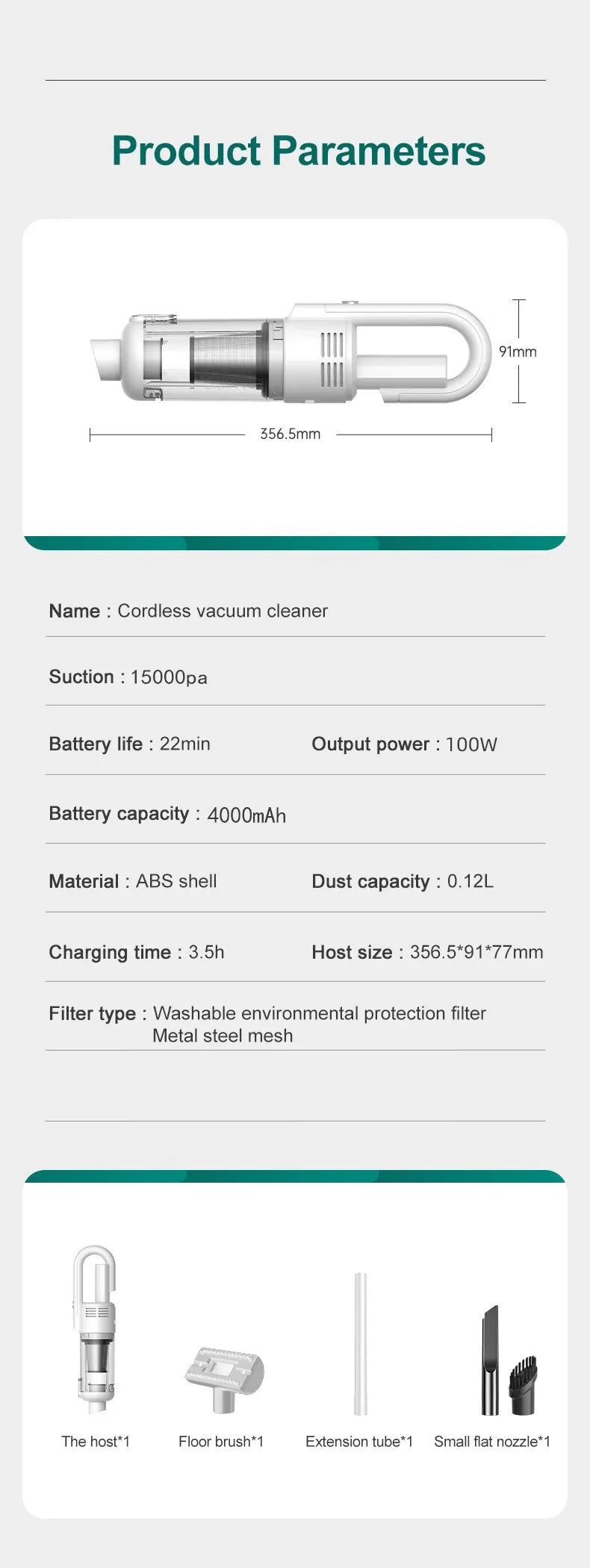 Multifunctional Handheld Vacuum Cleaner Powerful Suction 15000pa Filter Wireless Vacuum Cleaner for Pet hair Floor Household