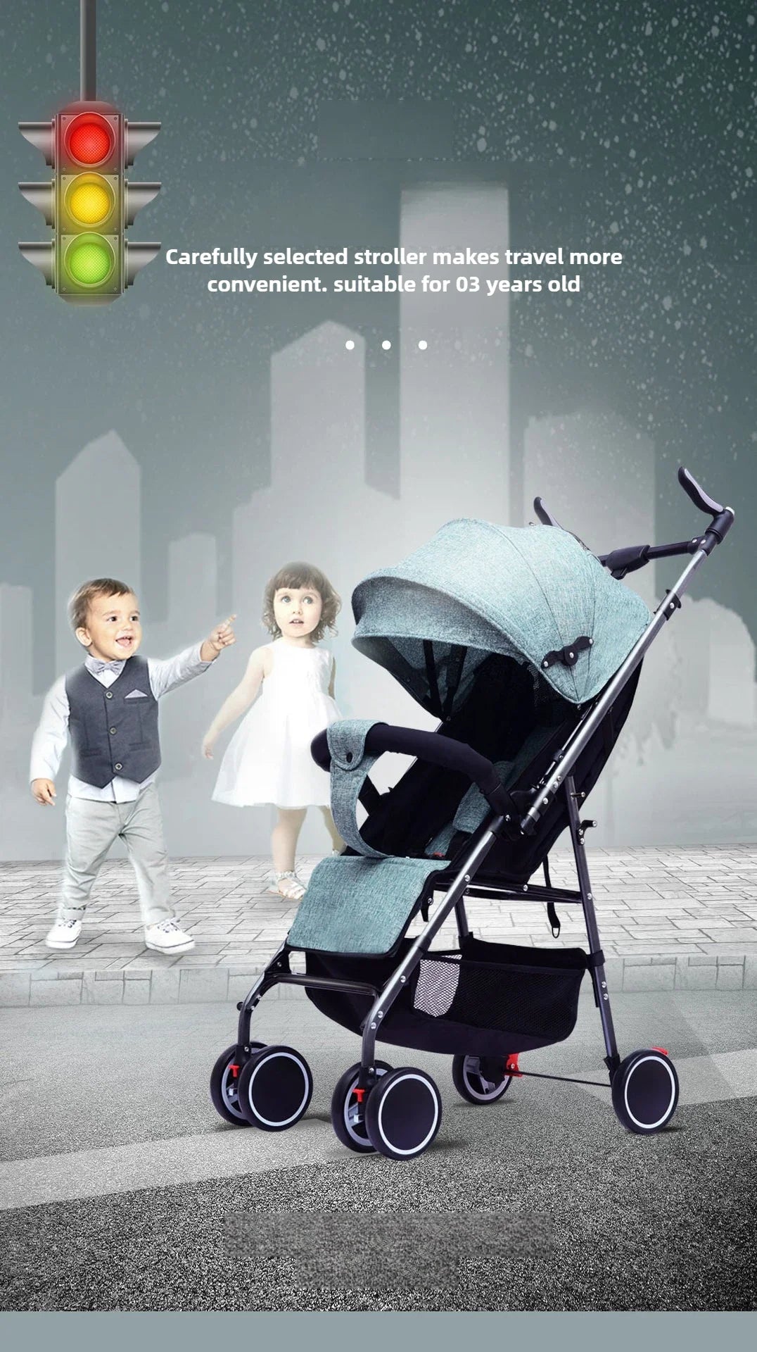 2025 New Baby Stroller Can Sit and Lie Down, Lightweight, Two-way, One-button Folding, Shock-absorbing 0 To 3 Years Old Stroller