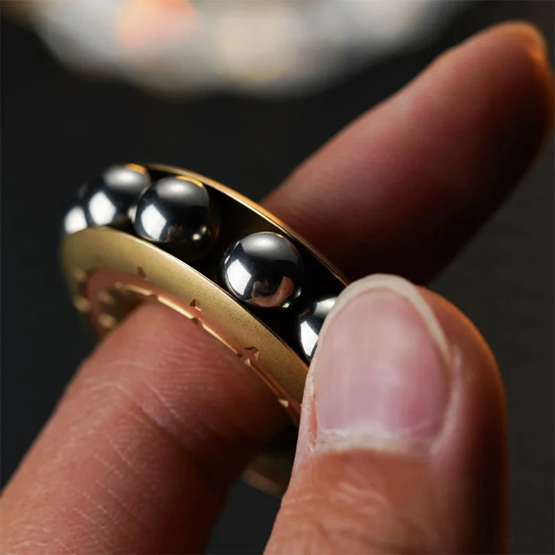 DJG Cyberpunk Beads Fidget Ring Mechanical Fingertip Gyro EDC Toy Decompression Decompression Artifact Push Card
