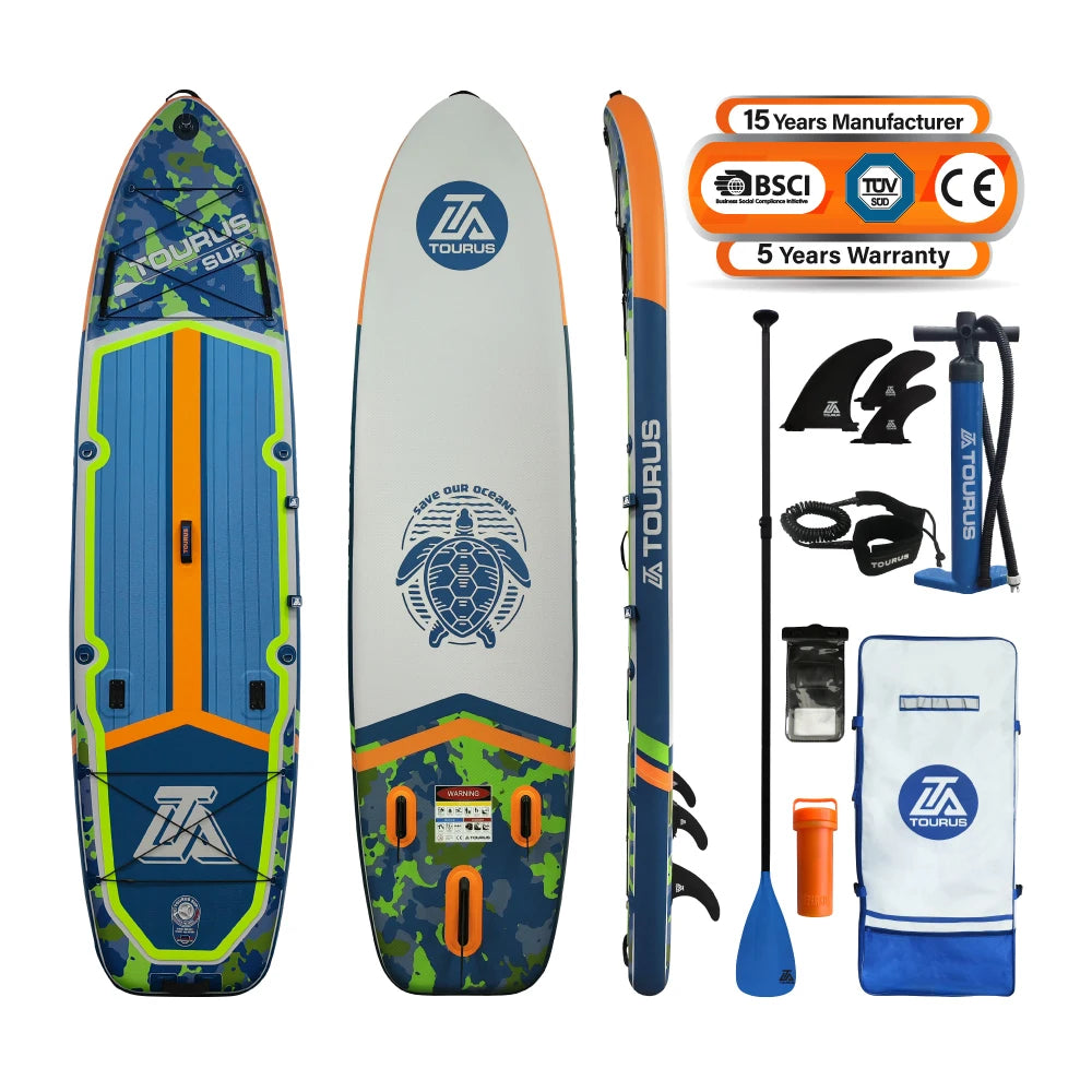 TOURUS  blue wood double layers sup boards melting inflatable stable stand up paddle board 11feet 33inch