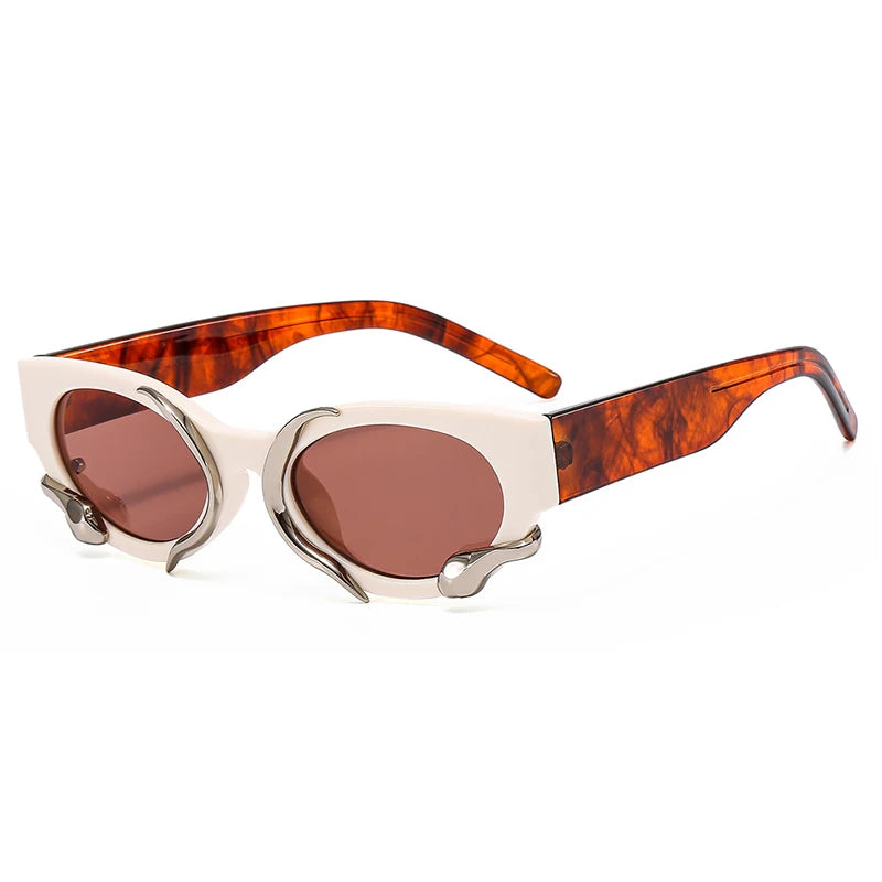 2024 Hip Hop Exaggerated New Vintage High Quality Design Snake Cat Eyes Sunglasses Personality Trend Glasses Male and Female