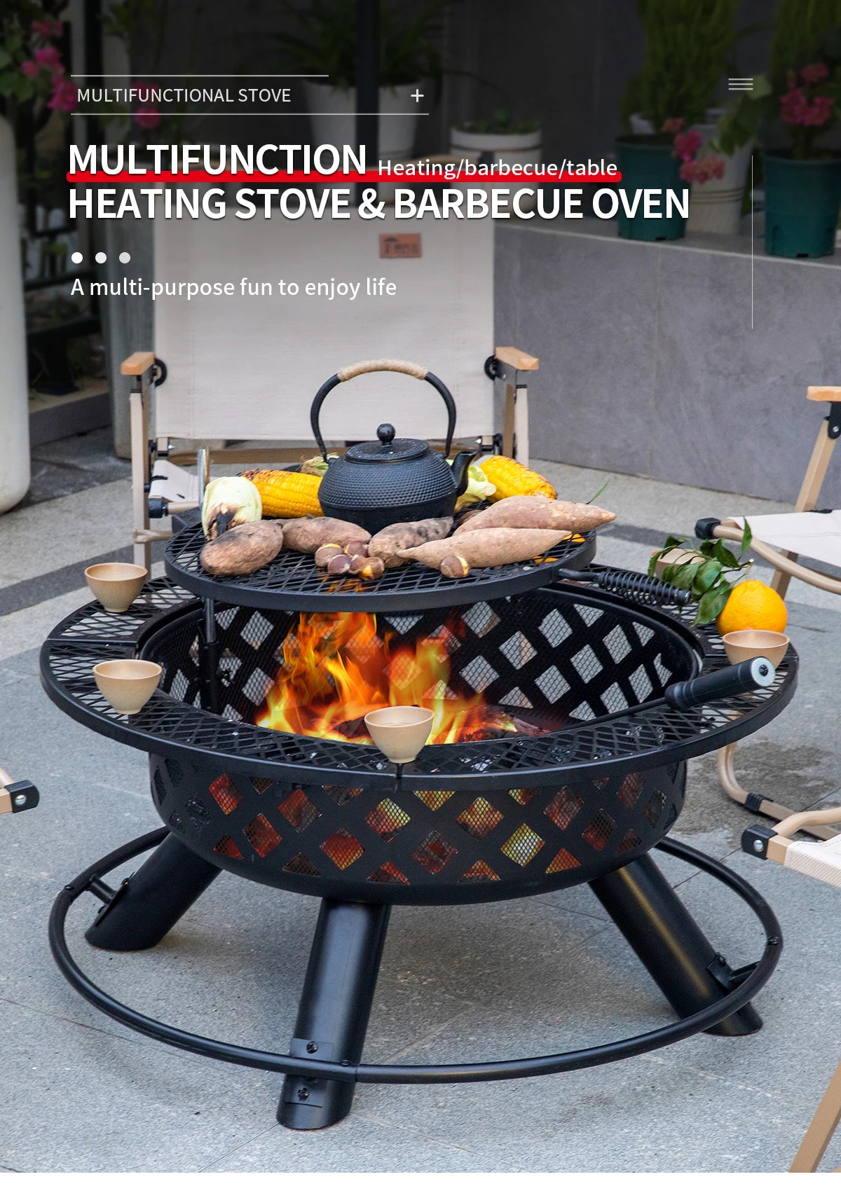 Outdoor Camping Fire Pits Easily Cleaned Patio Barbecue Grill Bbq Outdoor Charcoal Stove