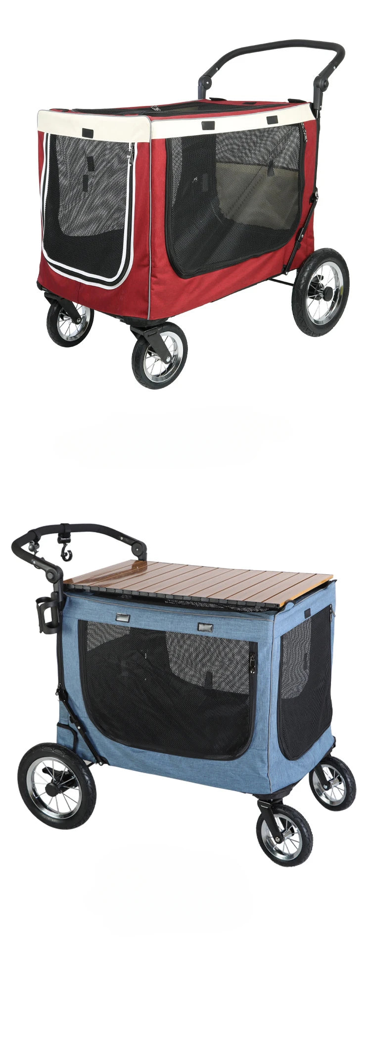 Large Dog Stroller Foldable Travel Portable Cat and Dogs  Strollers Strong and Durable Carriers Breathable Pet Products