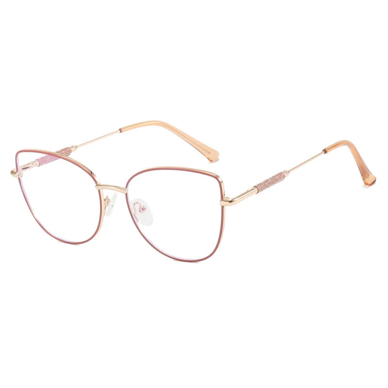 New Fashion Brand Design Cat Eye Photochromism Prescription Reading Glasses Women Anti Blue Light Frame Clear Hyperopia Eyewear
