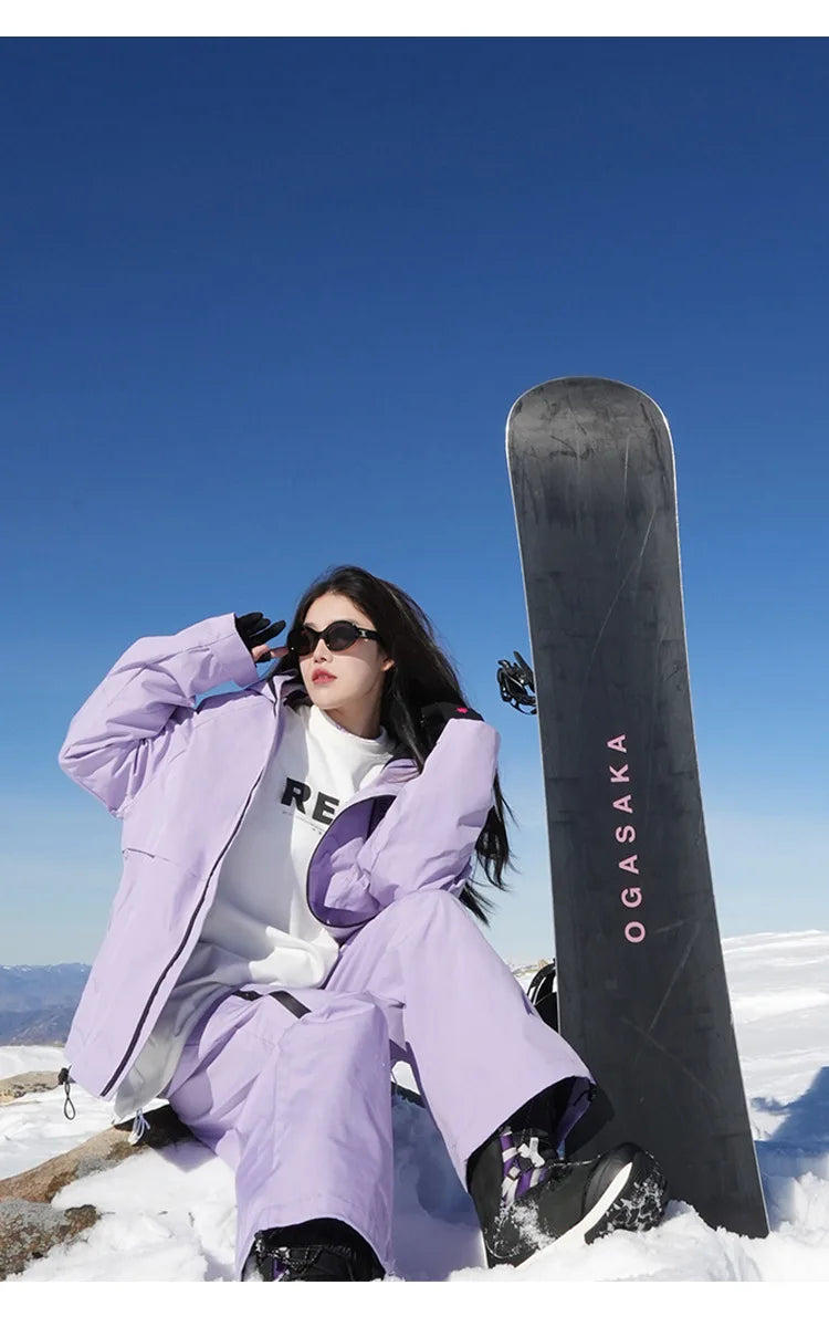 -30℃, Women and Men Snow Wear Suit Sets, Snowboarding Suit, Couple Ski Clothes, Ski Jacket and Pant, Ski Suit for Adult