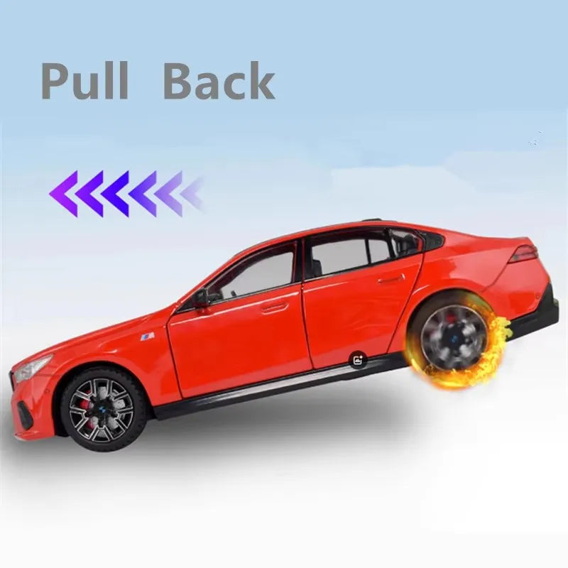 1:24 BMW i5 M60 Coupe Alloy Car Model Diecasts Metal Limousine Pure Electric Vehicles Car Model Simulation Sound Light Kids Gift