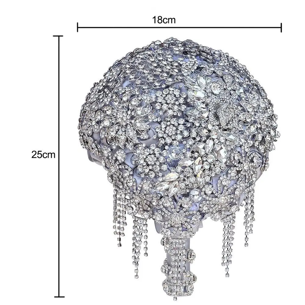 Luxury Silk Wedding Flowers Rhinestone Jewelry  Brooch Bouquet Bridal Wedding Dress Wedding Bouquet
